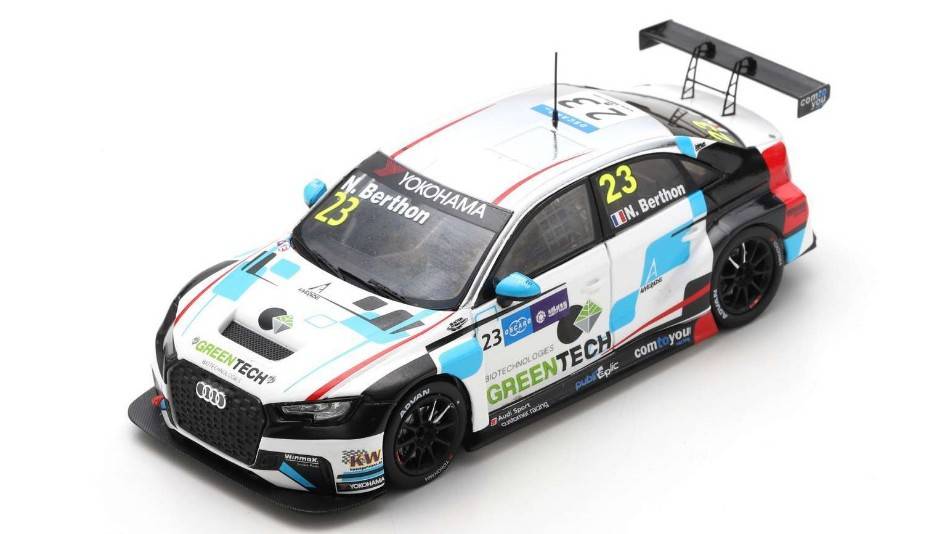 MODELLINO IN SCALA COMPATIBILE CON AUDI RS 3 N.23 7th RACE 2 WTCR MACAU GUIA RACE 2018 N.BERTHON 1:43 SPARK MODEL SA206