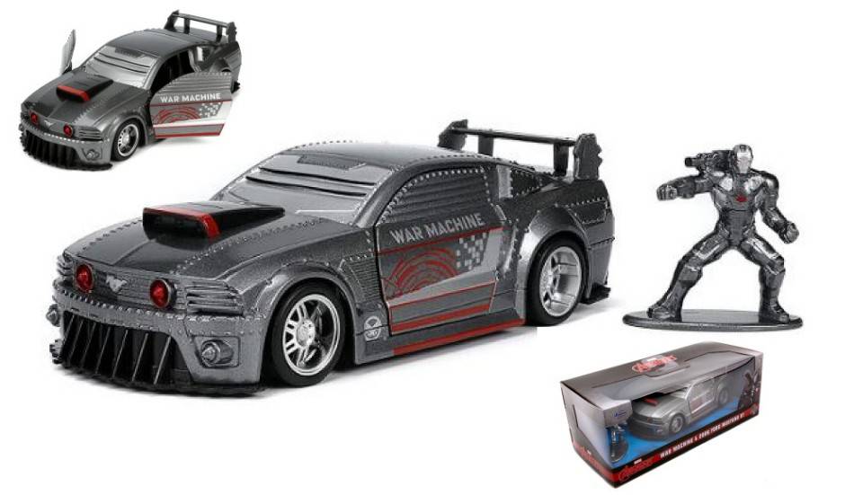 MODÈLE RÉDUIT COMPATIBLE AVEC AVENGERS WAR MACHINE &amp; 2006 FORD MUSTANG GT SILVER 1:32 JADA TOYS JADA23015