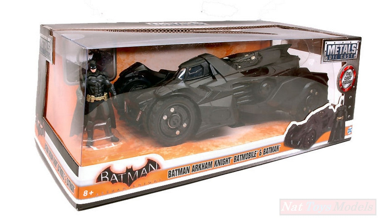 MODELLINO IN SCALA COMPATIBILE CON BATMOBILE ARKHAM KNIGHT" & FIGURE 1:24 JADA TOYS JADA98037"