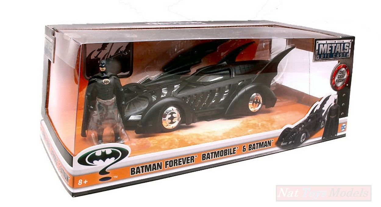 MODELLINO IN SCALA COMPATIBILE CON BATMOBILE BATMAN FOREVER" & FIGURE 1:24 JADA TOYS JADA98036"