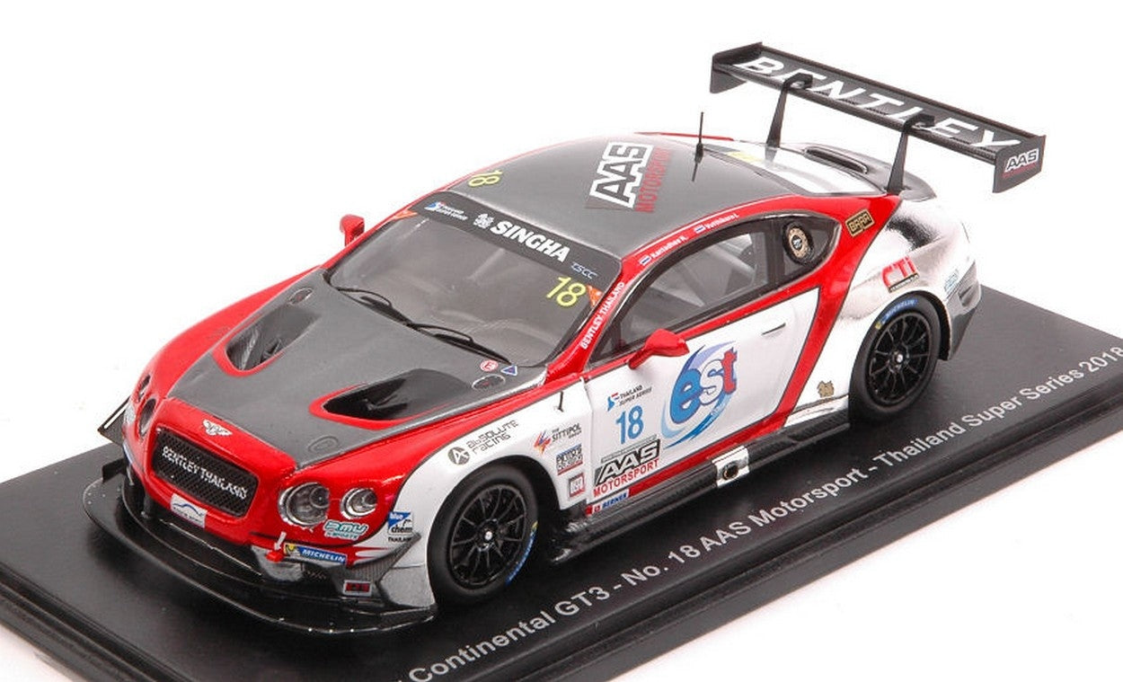 MODÈLE RÉDUIT COMPATIBLE AVEC BENTLEY CONTINENTAL GT3 N.18 THAILAND S.SERIES 2018 VUTTHIKORN-KANTAD. MODÈLE ÉTINCELLE SA161