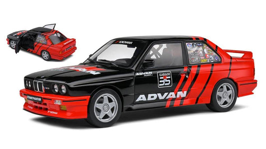 MODELE REDUIT COMPATIBLE AVEC BMW E30 M3 DRIFT TEAM 1990 NOIR/ROUGE 1:18 SOLID SL1801521