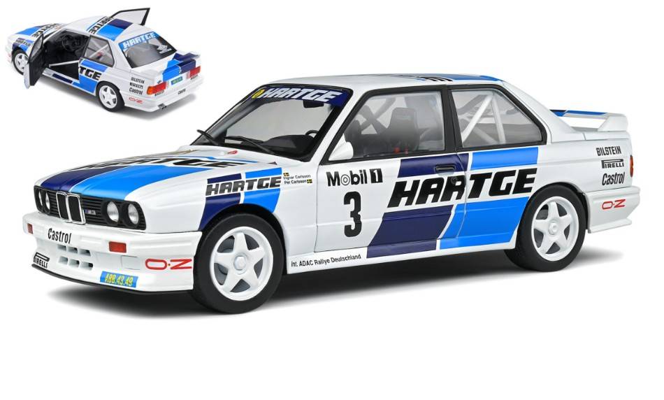 MODELLINO IN SCALA COMPATIBILE CON BMW E30 M3 GR.A N.3 ADAC RALLY DEUTCHLAND 1990 CARLSSON/CARLSSON 1:18 SOLIDO SL1801514