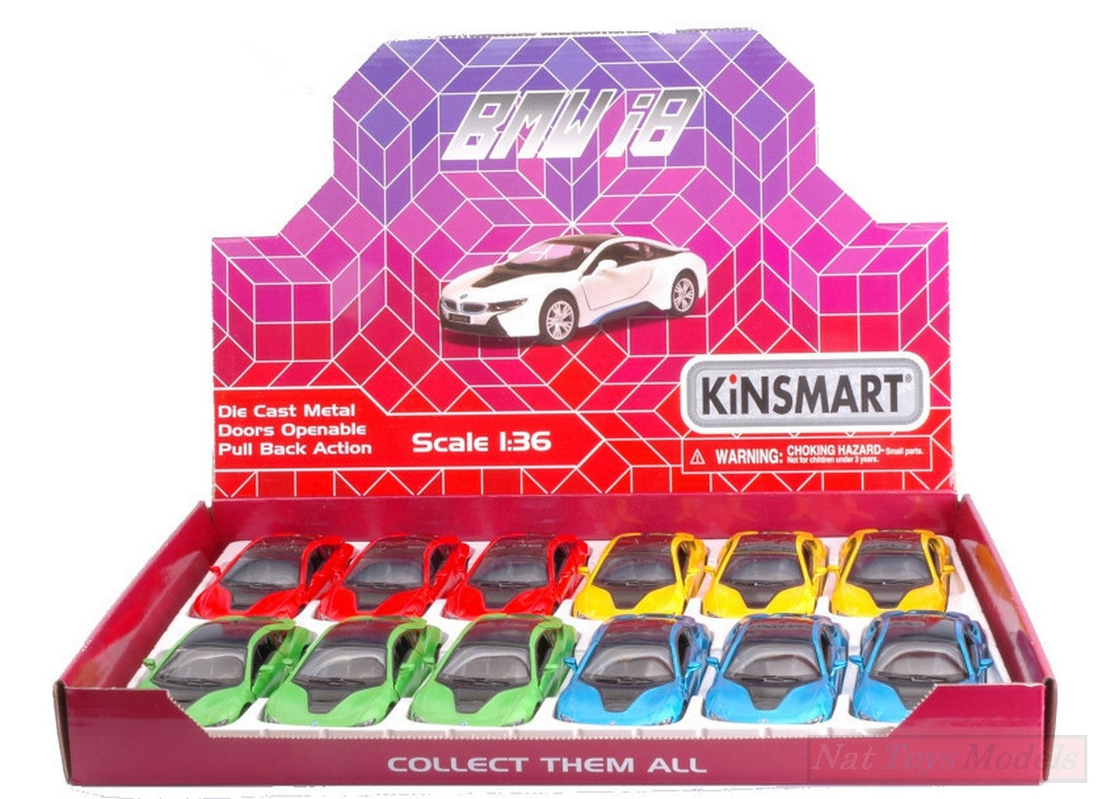 MODELLINO IN SCALA COMPATIBILE CON BMW i8 COL.ASS.cm 12,5 1:36 KINSMART KT5379D