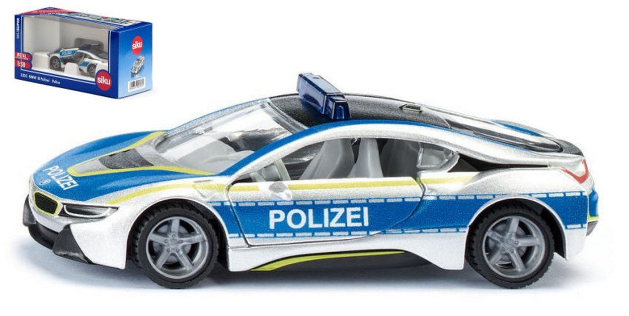 MODELLINO IN SCALA COMPATIBILE CON BMW i8 POLIZIA 1:50 SIKU SK2303