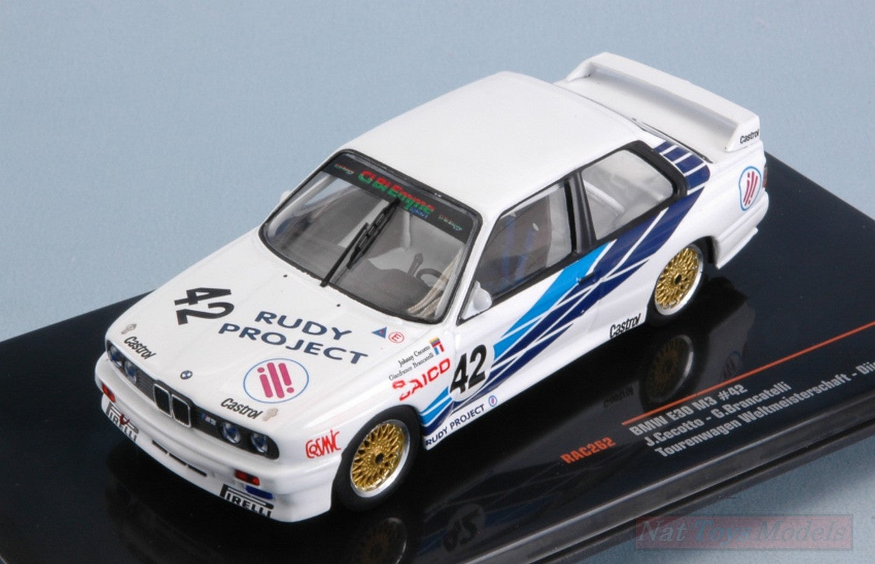 MODELLINO IN SCALA COMPATIBILE CON BMW M3 (E30) N.42 WTCC DIJON 1987 J.CECCOTTO-G.BRANCATELLI 1:43 IXO MODEL RAC262