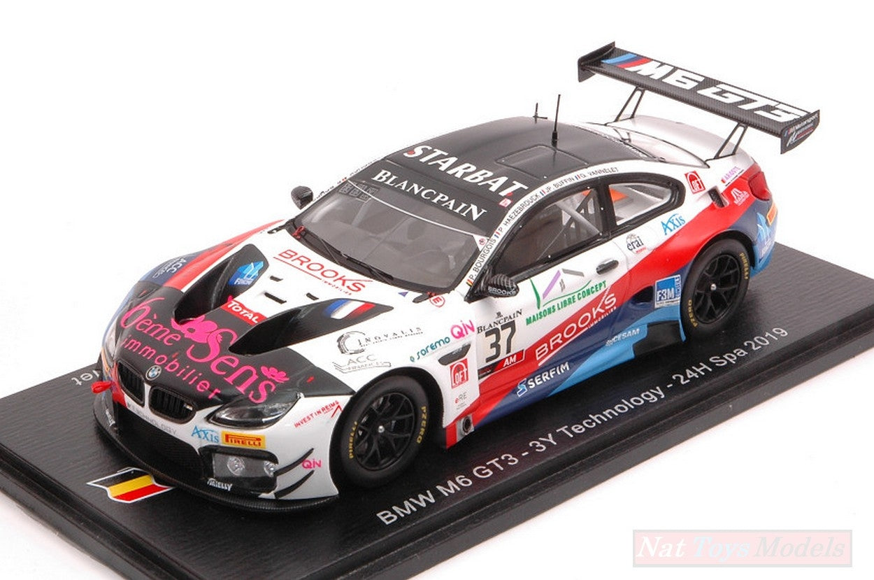 SCALE MODEL COMPATIBLE WITH BMW M6 GT3 N.37 24 H SPA 2019 BOURGOIS-VANNELET-BUFFIN-HAEZEBROUCK 1:43 SPARK MODEL SB278