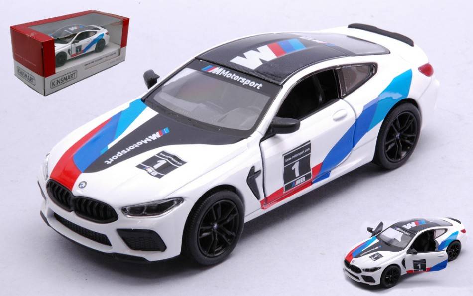 SCALE MODEL COMPATIBLE WITH BMW M8 COMPETITION COUPE' N.1 WHITE 11 cm BOX 1:32 KINSMART KT5425WFW