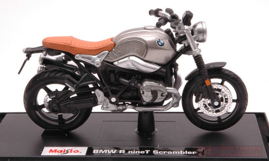 SCALE MODEL COMPATIBLE WITH BMW R NINE T SCRAMBLER SILVER 1:18 MAISTO MI18853