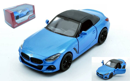 MODELLINO IN SCALA COMPATIBILE CON BMW Z4 2019 W/CLOSED SOFT TOP BLUE BOX cm 12 KINSMART KT5419WB