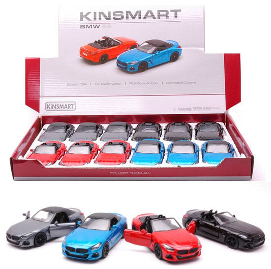 MODELLINO IN SCALA COMPATIBILE CON BMW Z4 COL.ASS. cm 12 1:34 KINSMART KT89536