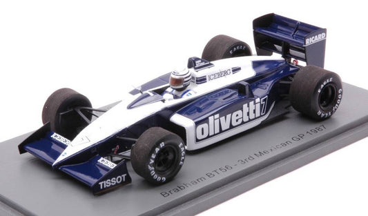 MODELLINO IN SCALA COMPATIBILE CON BRABHAM BT56 RICCARDO PATRESE 1987 N.7 3rd MEXICAN GP 1:43 SPARK MODEL S7106