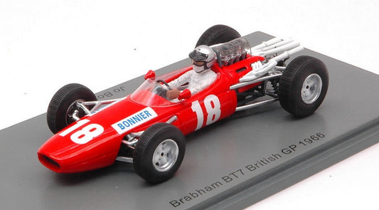 MODELLINO IN SCALA COMPATIBILE CON BRABHAM BT7 JO BONNIER 1966 N.18 BRITISH GP 1:43 SPARK MODEL S5248