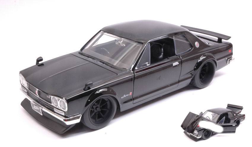 MODELLINO IN SCALA COMPATIBILE CON BRIAN'S NISSAN SKYLINE 2000 GT-R FAST & FURIOUS BLACK 1:24 JADA TOYS JADA99686