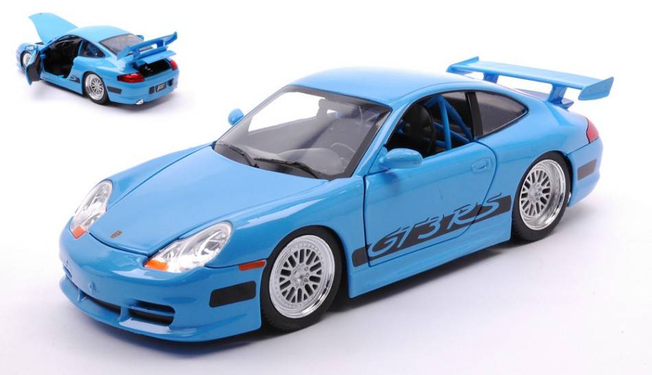 MODELLINO IN SCALA COMPATIBILE CON BRIAN'S PORSCHE 996 GT3 RS "FAST & FURIOUS" BLUE 1:24 JADA TOYS JADA03080