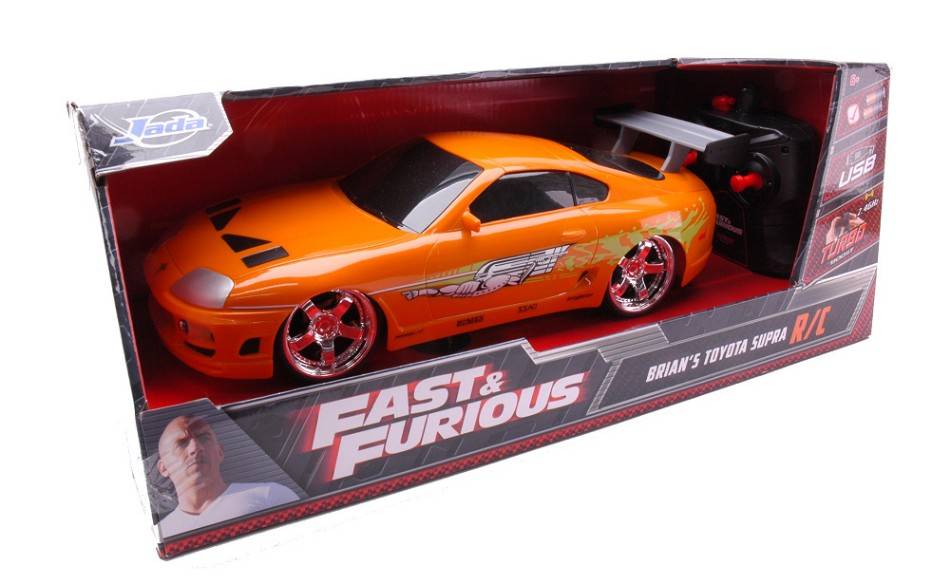 MODÈLE RÉDUIT COMPATIBLE AVEC BRIAN'S TOYOTA SUPRA 1995 FAST &amp; FURIOUS RADIOCONTROL 1:16 JADA TOYS JADA253206006