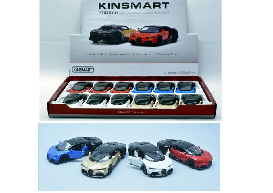 SCALE MODEL COMPATIBLE WITH BUGATTI CHIRON SUPERSPORT COL.ASS 12 cm KINSMART KT5423D