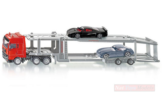 SCALE MODEL COMPATIBLE WITH CAR TRANSPORTER TRUCK WITH 2 CARS 1:50 SIKU SK3934