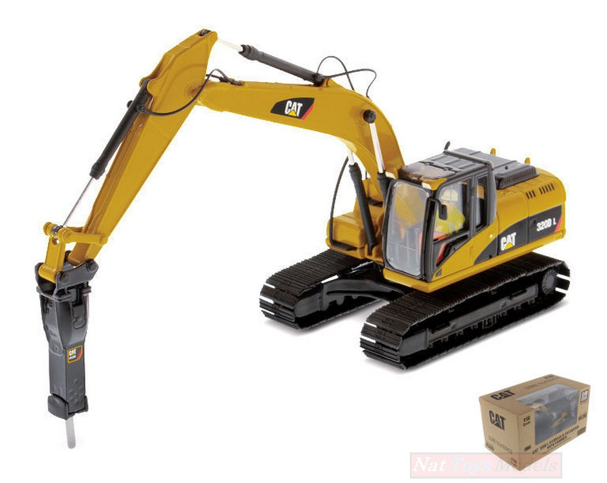 MODELLINO IN SCALA COMPATIBILE CON CAT 320D L HYDRAULIC EXCAVATOR W/HAMMER 1:50 DIECAST MASTER DM85280