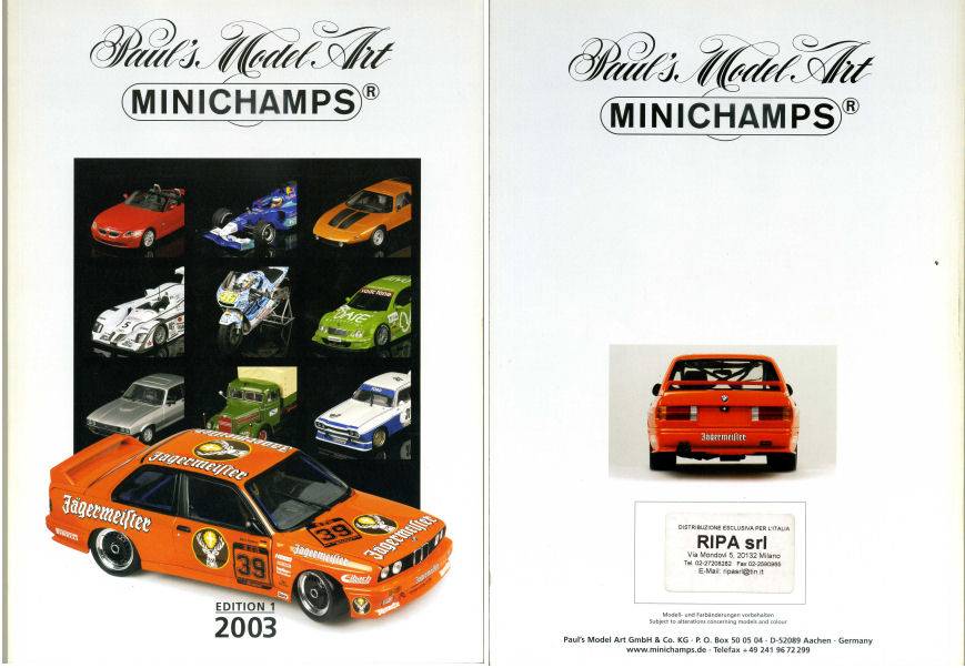 LIVRE MODÈLES CATALOGUE MINICHAMPS 2003 ÉDITION 1 PAGE 187 MINICHAMPS PMCAT2003-1