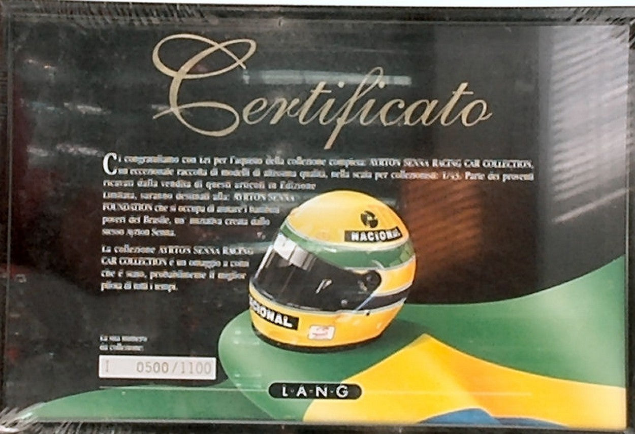 SCALE MODEL COMPATIBLE WITH SENNA MINICHAMPS PMCERTIF COLLECTION CERTIFICATE