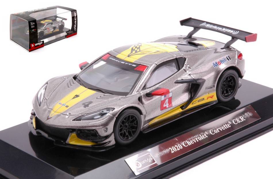 MODELE REDUIT COMPATIBLE AVEC CHEVROLET CORVETTE C8R N.4 2020 GRIS 1:43 BURAGO BU38312