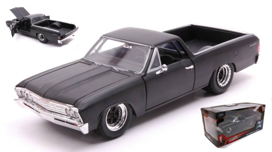 MODELLINO IN SCALA COMPATIBILE CON CHEVROLET EL CAMINO(F10) "FAST & FURIOUS" 1967 MATT BLACK 1:24 JADA TOYS JADA34413