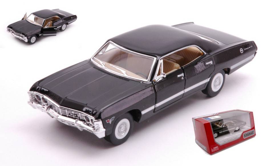 MODELLINO IN SCALA COMPATIBILE CON CHEVROLET IMPALA 4-DOOR 1967 BLACK cm 12 SINGLE BOX KINSMART KT5418WBK