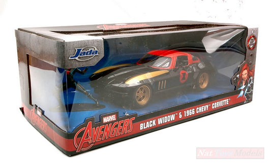 MODELLINO IN SCALA COMPATIBILE CON CHEVY CORVETTE 1966 BLACK WIDOW 1:24 JADA TOYS JADA31749