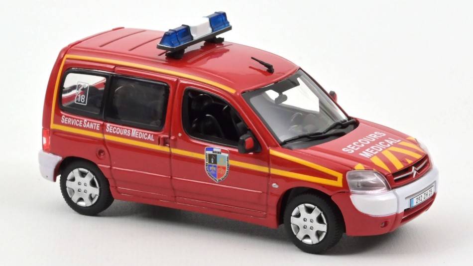 MODELLINO IN SCALA COMPATIBILE CON CITROEN BERLINGO 2004 POMPIERS CECOURS MEDICAL 1:43 NOREV NV155722