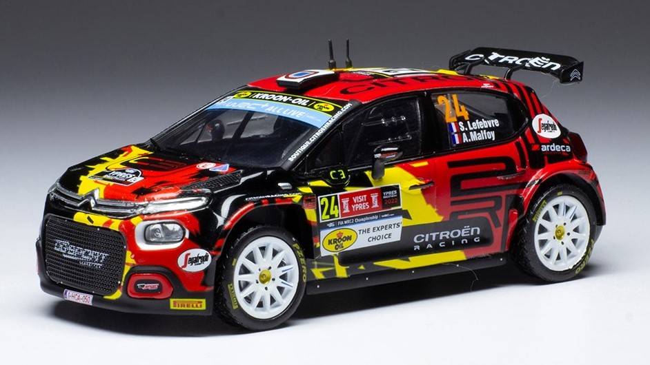 SCALE MODEL COMPATIBLE WITH CITROEN C3 RALLY 2 N.24 WRC2 RALLY YPERN 2022
 LEFEBVRE/MALFOY 1:43 IXO MODEL RAM877