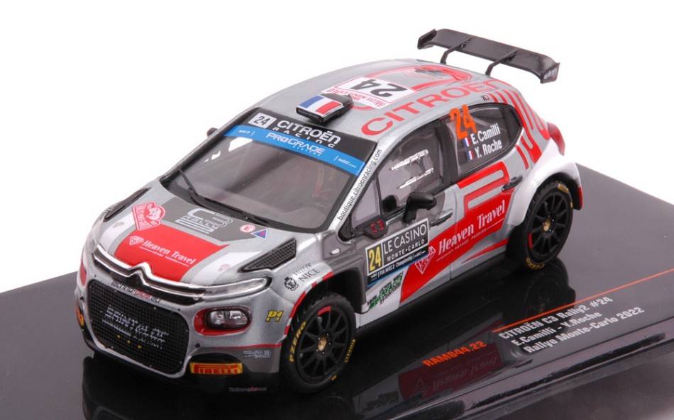 MODELE REDUIT COMPATIBLE AVEC CITROEN C3 RALLY2 N.24 RALLYE MONTE CARLO 2022 CAMILLI/ROCHE 1:43 IXO MODEL RAM844