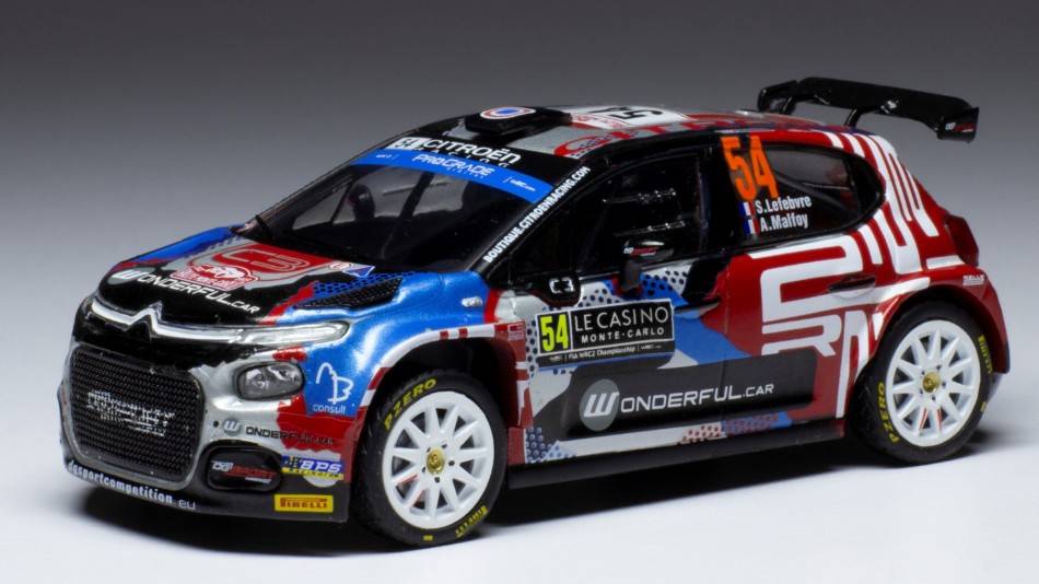 MODELLINO IN SCALA COMPATIBILE CON CITROEN C3 RALLY2 N.54 RALLY MONTE CARLO 2022 LEFEBVRE/MALFOY 1:43 IXO MODEL RAM845