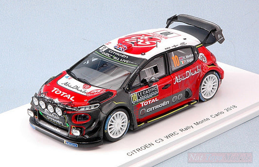 MODELLINO IN SCALA COMPATIBILE CON CITROEN C3 WRC N.10 4th MONTE CARLO 2018 K.MEEKE-P.NAGLE 1:43 SPARK MODEL S5960