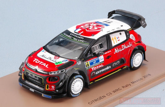 MODELLINO IN SCALA COMPATIBILE CON CITROEN C3 WRC N.11 5th RALLY GUANAJUATO MEXICO 2018 S.LOEB-D.ELENA 1:43 SPARK MODEL S5962