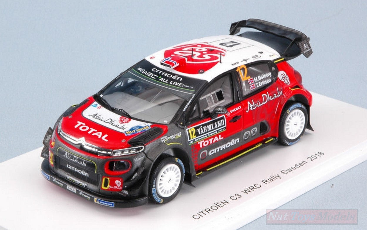 MODELLINO IN SCALA COMPATIBILE CON CITROEN C3 WRC N.12 6th SWEDEN RALLY 2018 M.OSTBERG-T.EIKSEN 1:43 SPARK MODEL S5965