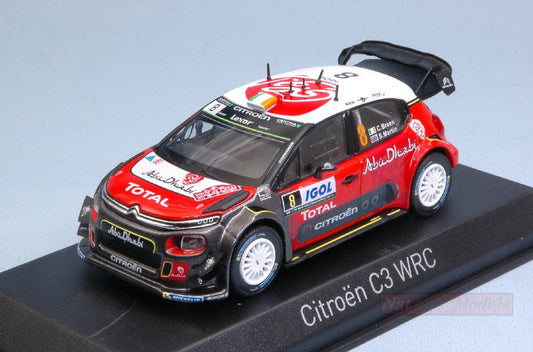 MODELE REDUIT COMPATIBLE AVEC CITROEN C3 WRC N.8 5ème TOUR DE CORSE 2017 C.BREEN-S.MARTIN 1:43 NOREV NV155364