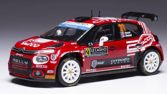 SCALE MODEL COMPATIBLE WITH CITROEN C3 WRC2 N.21 RALLY MONTE CARLO 2023
 ROSSEL/DUNAN 1:43 IXO MODEL RAM887