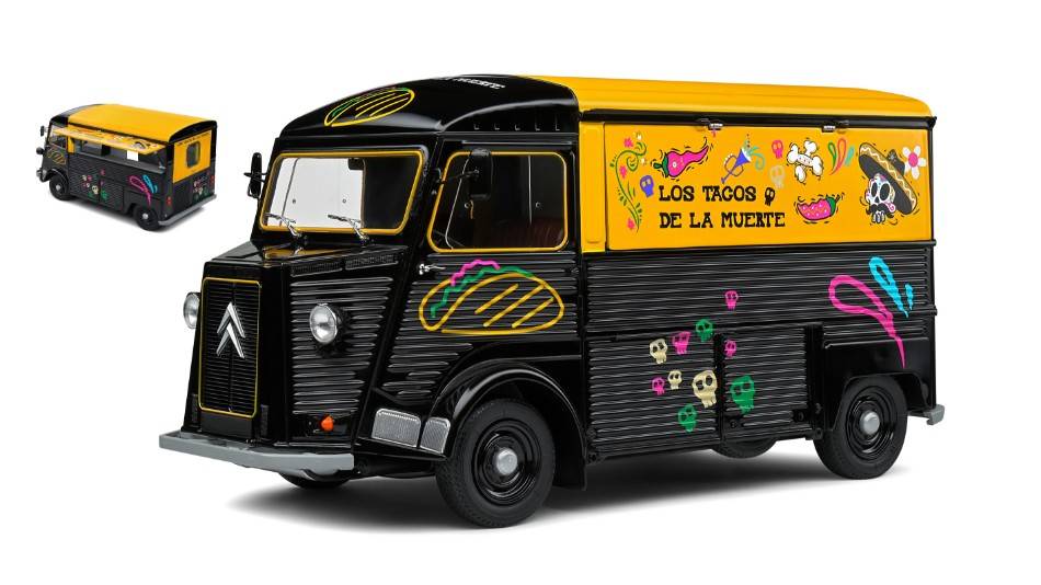 MODÈLE RÉDUIT COMPATIBLE AVEC CITROEN TYPE HY "LOS TACOS DE LA MUERTE" 1969 1:18 SOLID SL1804819