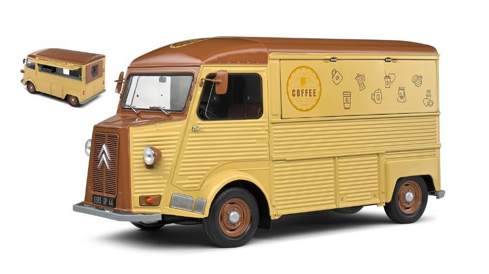 MODELLINO IN SCALA COMPATIBILE CON CITROEN TYPE HY VAN CAFE AMBULANT 1969 CREAM/BROWN 1:18 SOLIDO SL1804818