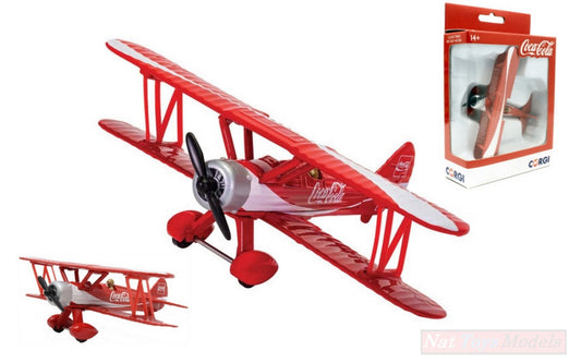 MODELLINO IN SCALA COMPATIBILE CON COCA COLA STEARMAN cm 10 CORGI GS99727