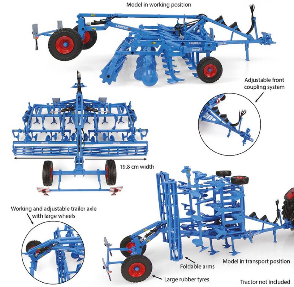 SCALE MODEL COMPATIBLE WITH LEMKEN SMARAGD 9/600 K SEMI MOUNTED FIELD CULTIVATOR 1:32 UH6290