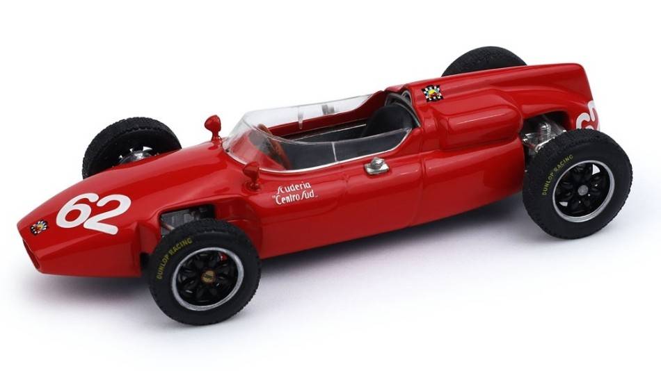 MODELLINO IN SCALA COMPATIBILE CON COOPER T53 MASERATI N.62 ITALY GP 1961 LORENZO BANDINI 1:43 BRUMM BM0527