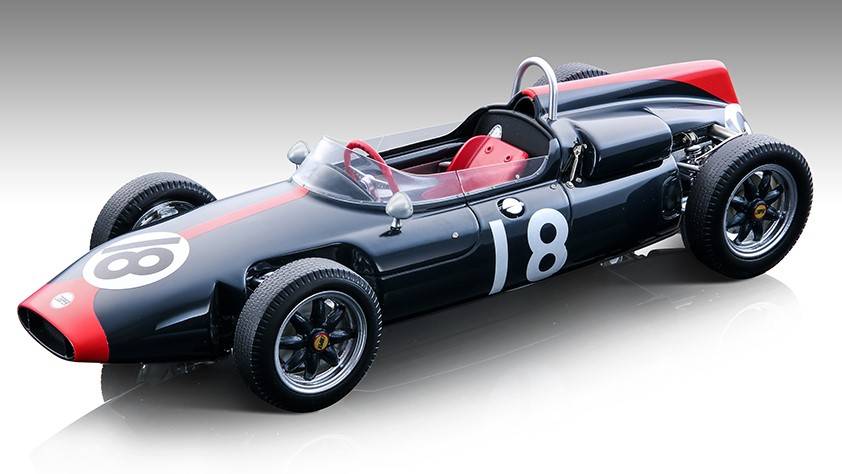 MODELLINO IN SCALA COMPATIBILE CON COOPER T53 N.18 GERMAN GP 1961 J.SURTEES 1:18 TECNOMODEL TMD18275D