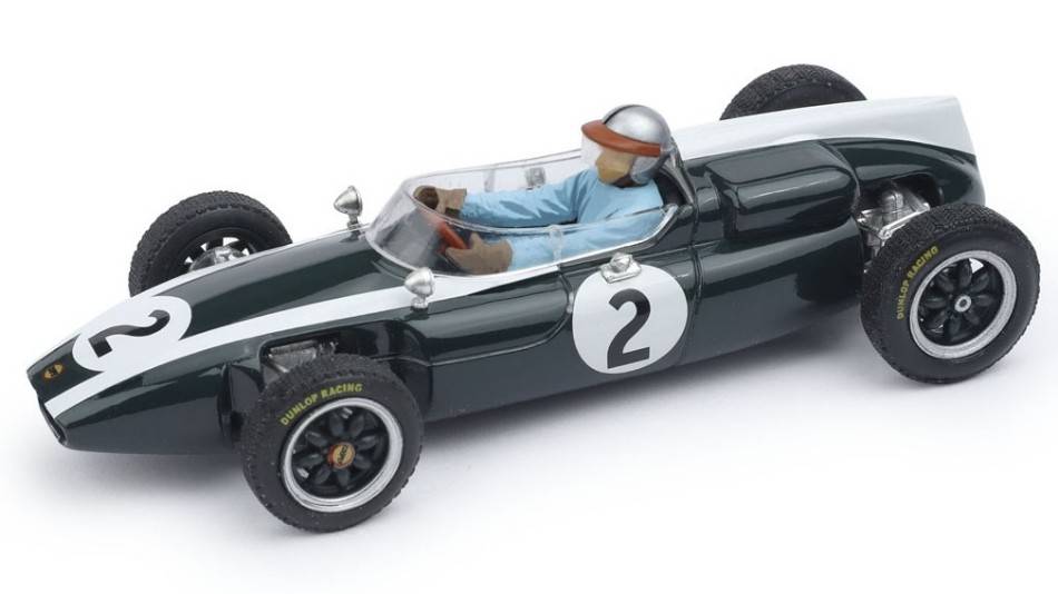 MODELLINO IN SCALA COMPATIBILE CON COOPER T53 N.2 4th GR.BRITAIN GP 1960 BRUCE MC LAREN W/PILOTE 1:43 BRUMM BM0299CH