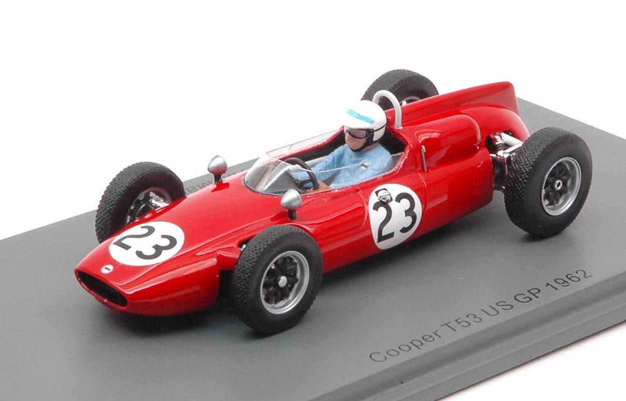 MODELE REDUIT COMPATIBLE AVEC COOPER T53 TIM MAYER 1962 N.23 US GP 1:43 SPARK MODEL S8067