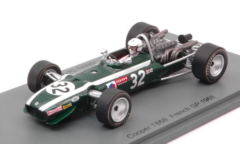 SCALE MODEL COMPATIBLE WITH COOPER T86B JOHNNY SERVOZ-GAVIN 1968 N.32 FRENCH GP 1:43 SPARK MODEL S6985