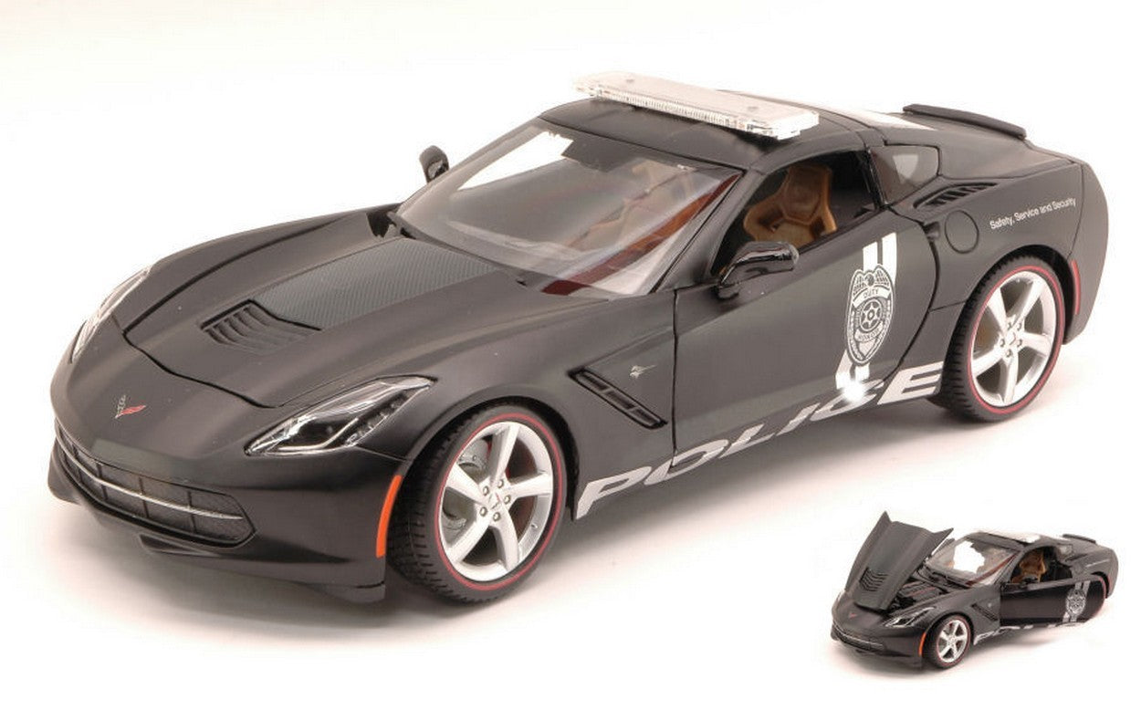 MODÈLE RÉDUIT COMPATIBLE AVEC CORVETTE STINGRAY 2014 SERVICE DE SÉCURITÉ ET SÉCURITÉ NOIR MAT 1:18 MAISTO MI36212