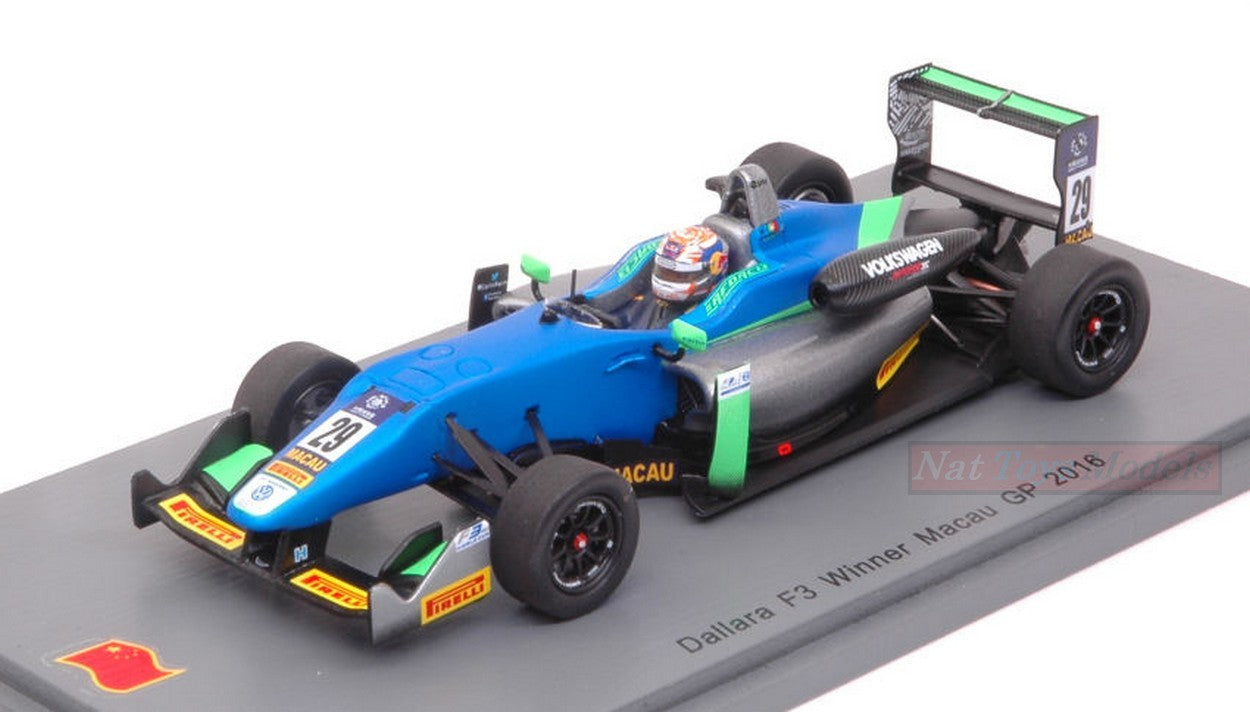 MODELLINO IN SCALA COMPATIBILE CON DALLARA F3 N.29 WINNER MACAU GP 2016 ANTONIO FELIX DA COSTA 1:43 SPARK MODEL S43MF16