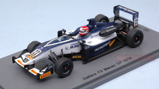 MODELLINO IN SCALA COMPATIBILE CON DALLARA MERCEDES F3 P.PIQUET 2016 N.22 MACAU GP 1:43 SPARK MODEL SA121